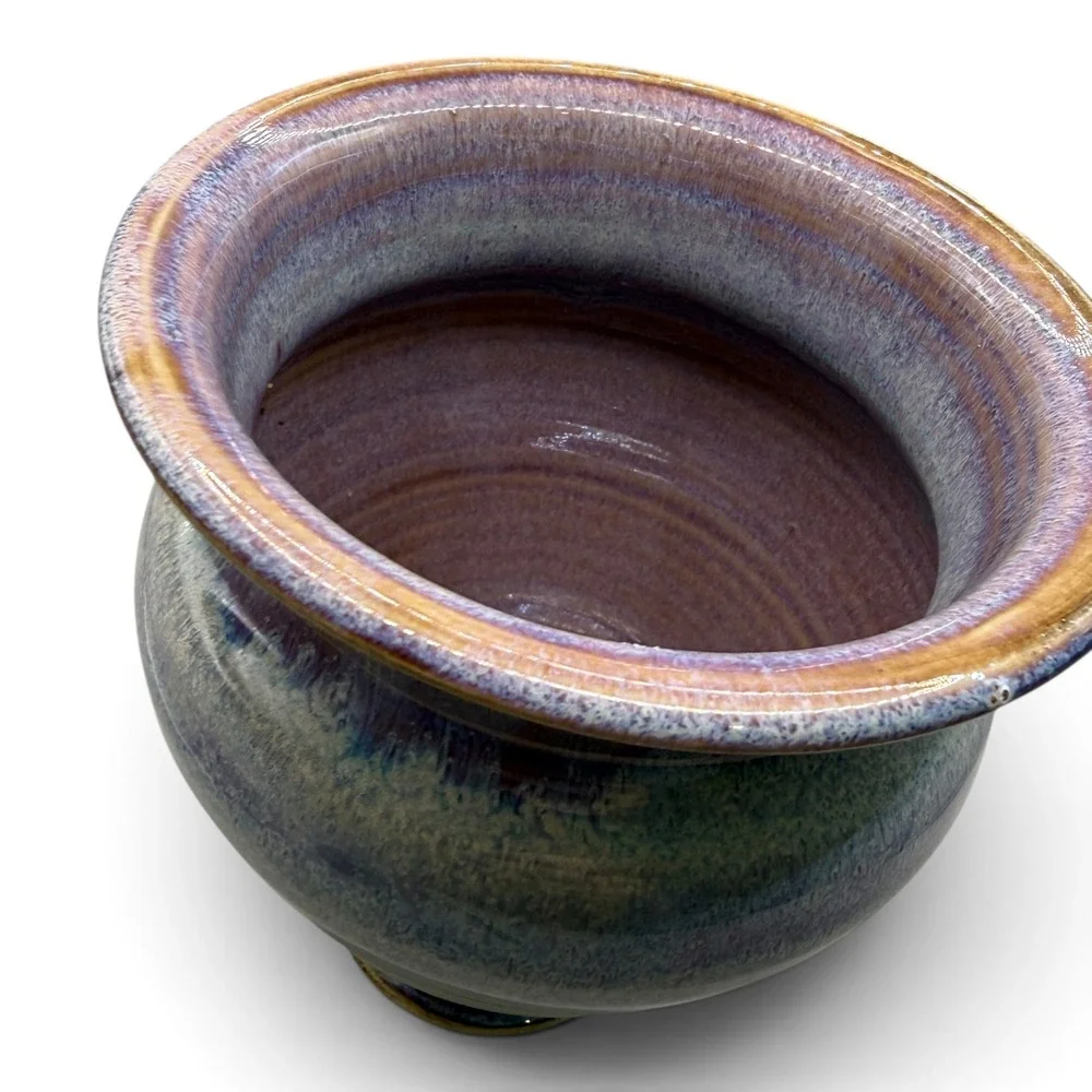 Stephen Bennett Signed Studio Pottery Vase Purple Blue Reactive Glaze 6.5